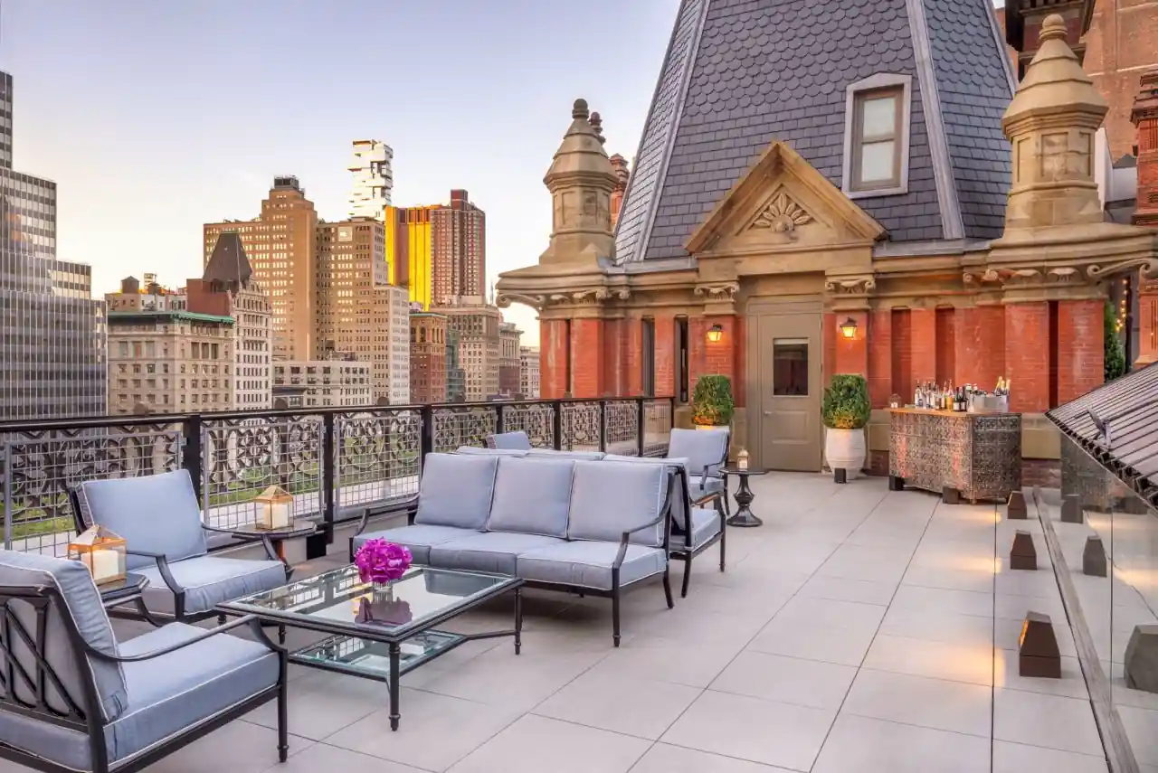 Beautiful sitting area at the rooftop just beside the turret of The Beekman Hotel
